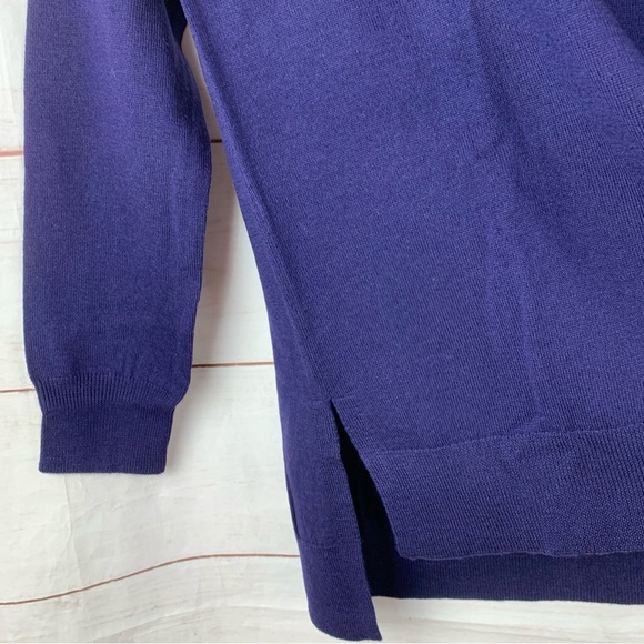 100% pure extra fine merino wool sweater v-neck navy pullover 424 Lord & Taylor - Picture 6 of 17